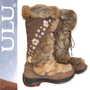 ULU MAKEA FLORAL EMBROIDERED LEATHER FUR WINTER BOOTS 9